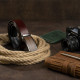 Ремень мужской с коричневой вставкой и затемненным металлом Vintage Коричневый
