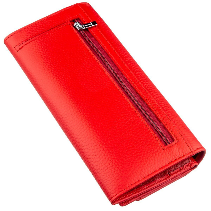 Яркий женский кошелек на кнопке ST Leather Красный
