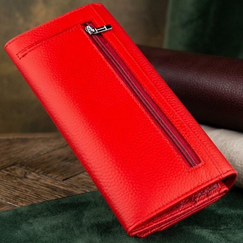 Яскравий жіночий гаманець на кнопці ST Leather Червоний