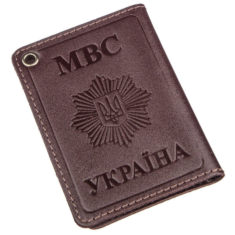 Компактная обложка на документы МВС Украины SHVIGEL Коричневая