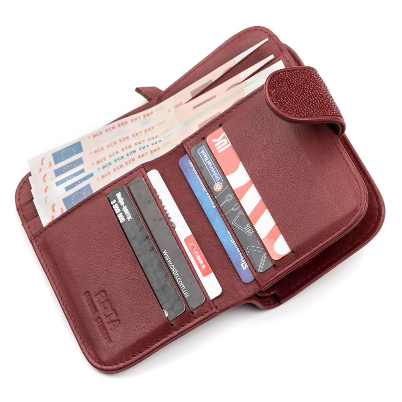 Кошелек женский STINGRAY LEATHER из натуральной кожи морского ската Бордовый