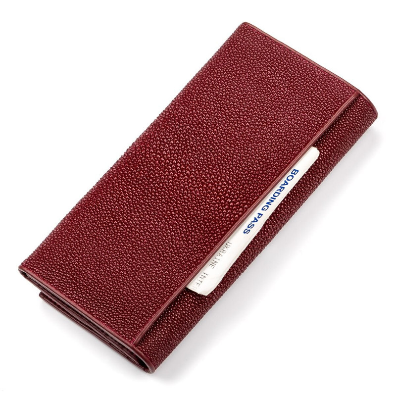 Кошелек женский STINGRAY LEATHER из натуральной кожи морского ската Бордовый