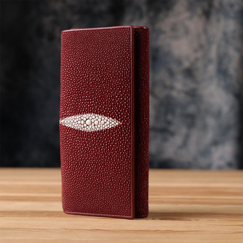 Кошелек женский STINGRAY LEATHER из натуральной кожи морского ската Бордовый