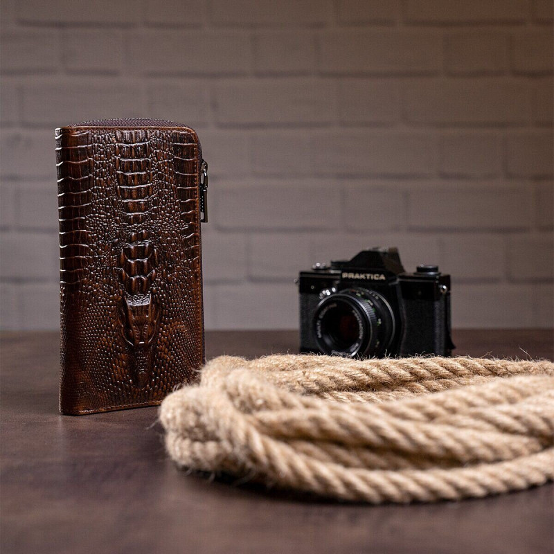 Мужской клатч с силуэтом каймана Vintage Коричневый
