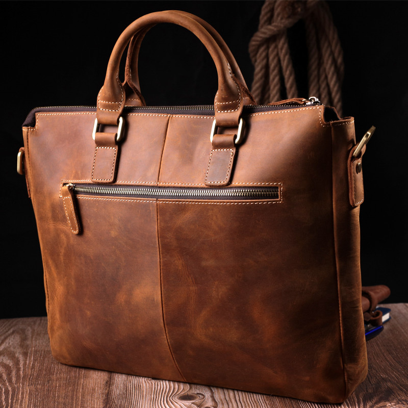 Шкіряний портфель для ноутбука роботи та документів Vintage Коричневий