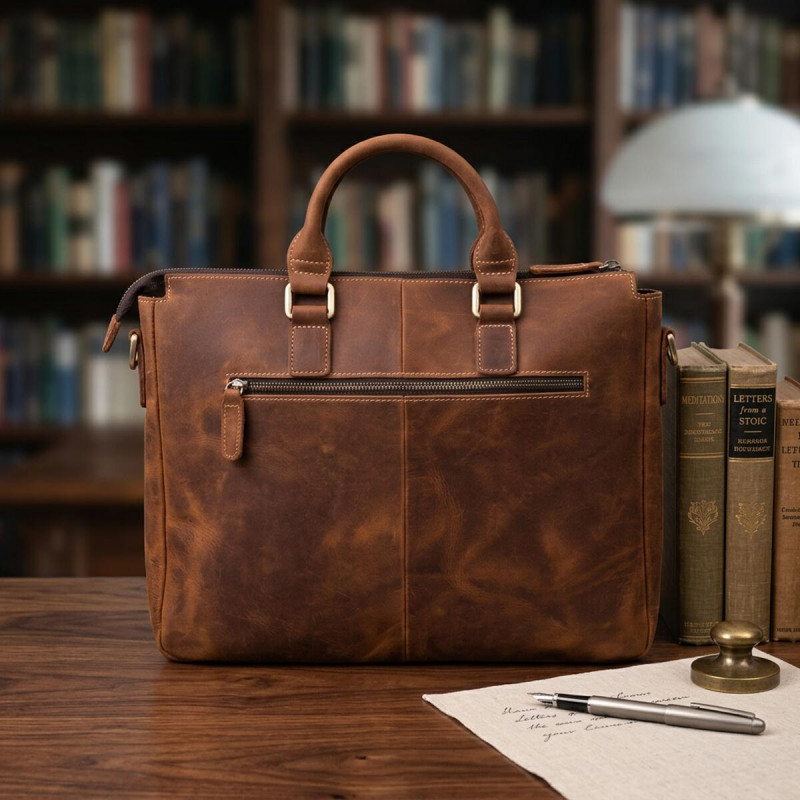 Шкіряний портфель для ноутбука роботи та документів Vintage Коричневий