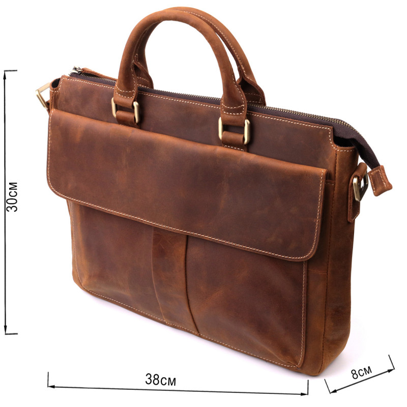 Шкіряний портфель для ноутбука роботи та документів Vintage Коричневий