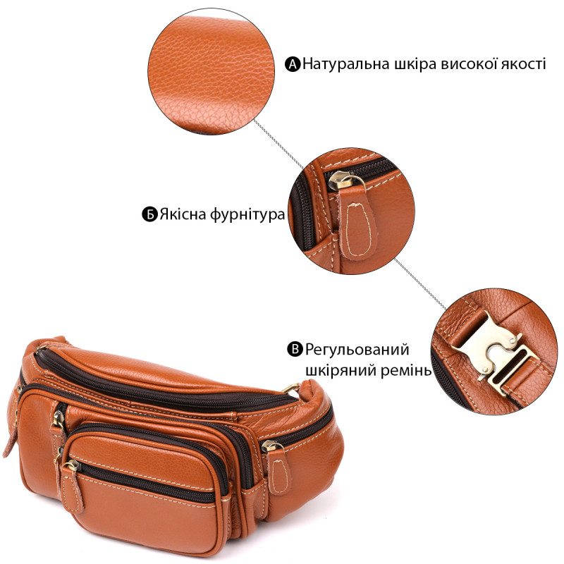 Поясна cумка чоловіча флотар Vintage Руда