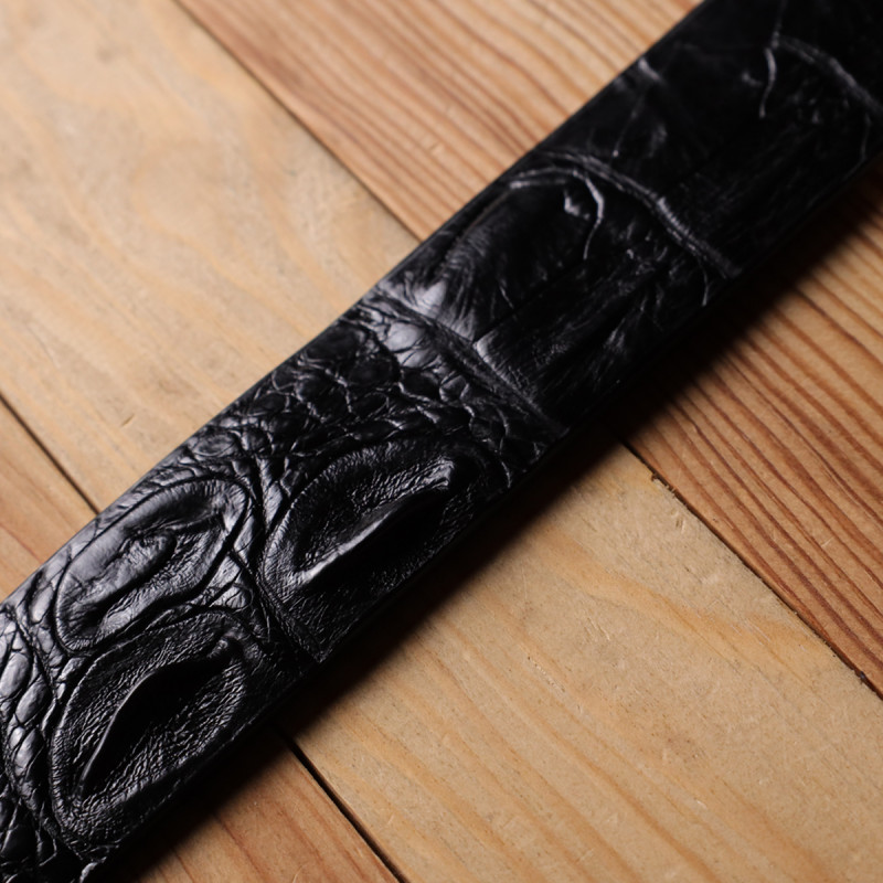 Ремень-автомат CROCODILE LEATHER из натуральной кожи крокодила Черный