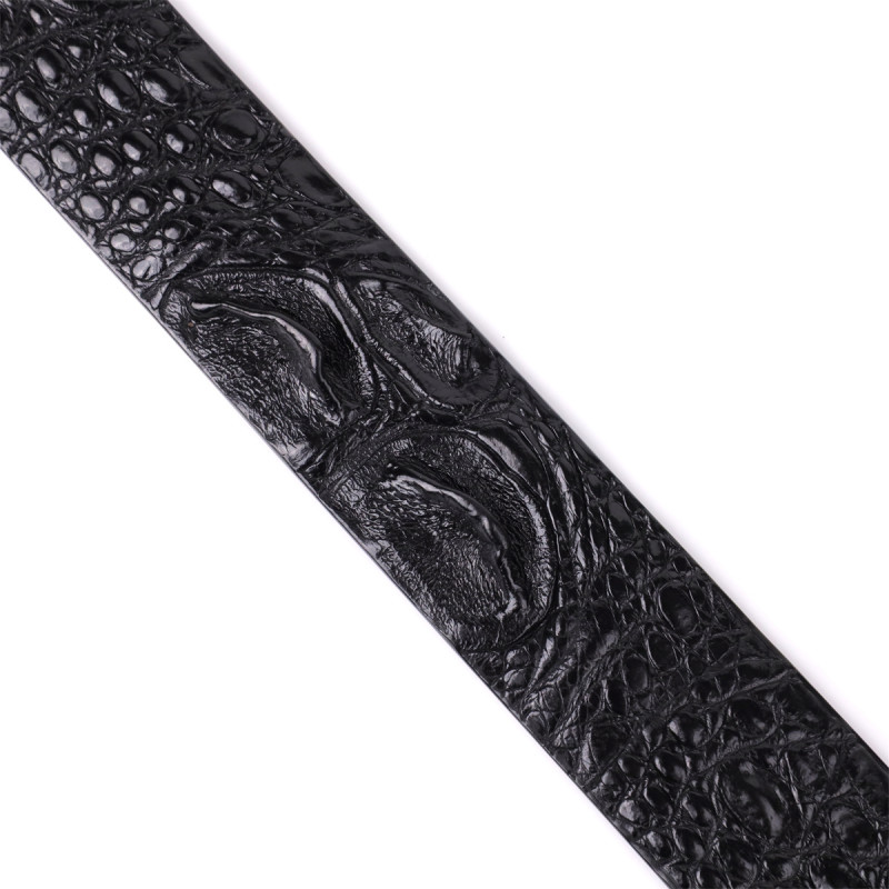Ремень-автомат CROCODILE LEATHER из натуральной кожи крокодила Черный