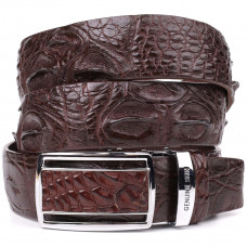 Ремень-автомат CROCODILE LEATHER из натуральной кожи крокодила Коричневый