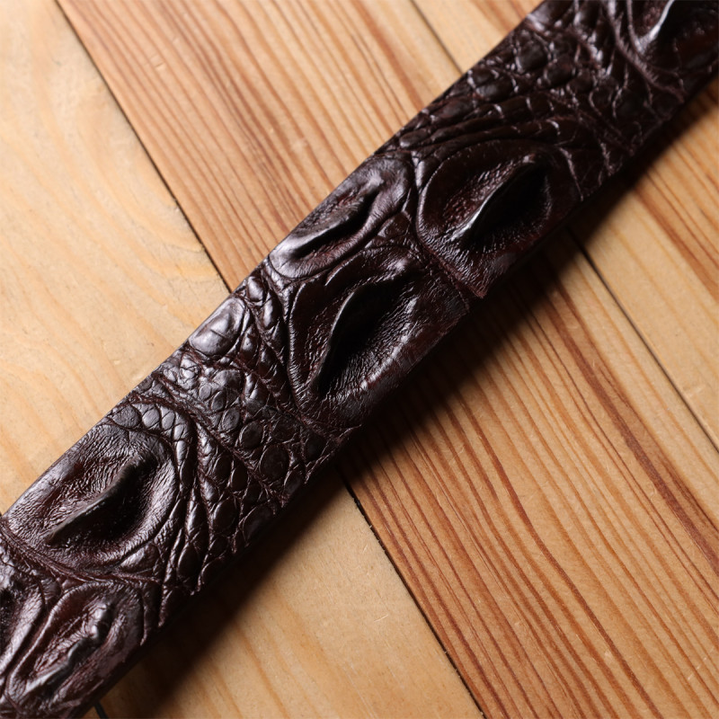 Ремень-автомат CROCODILE LEATHER из натуральной кожи крокодила Коричневый