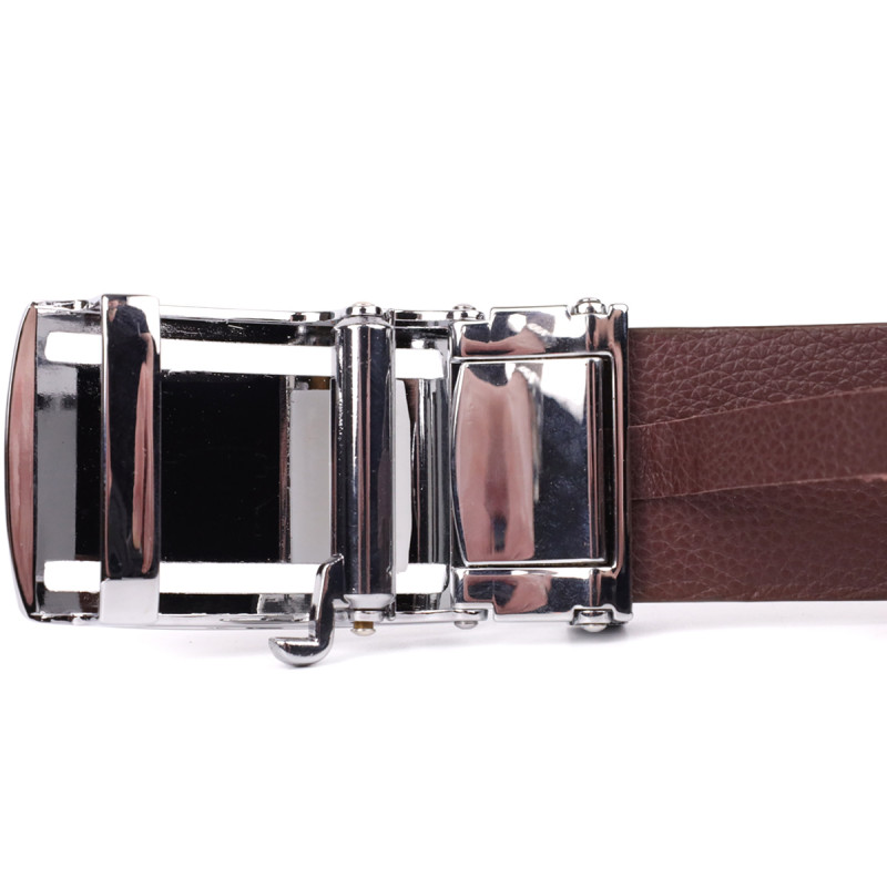 Ремень-автомат CROCODILE LEATHER из натуральной кожи крокодила Коричневый