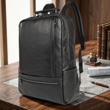 Кожаный рюкзак для ноутбука работы учебы и города Vintage Черный