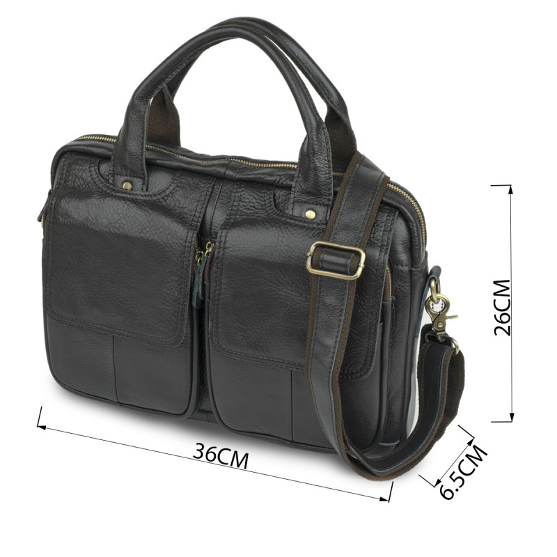 Сумка для ноутбуку з натуральної шкіри Vintage Чорна