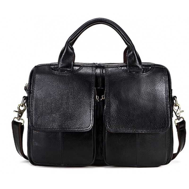 Сумка для ноутбуку з натуральної шкіри Vintage Чорна