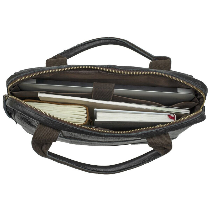 Сумка для ноутбуку з натуральної шкіри Vintage Чорна