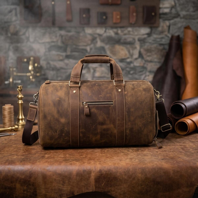 Сумка дорожня чоловіча шкіряна Vintage Коричнева