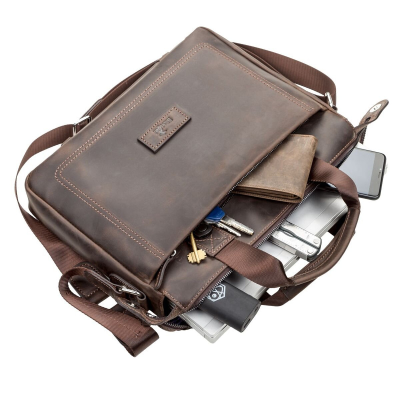 Сумка мужская SHVIGEL кожаная Коричневая