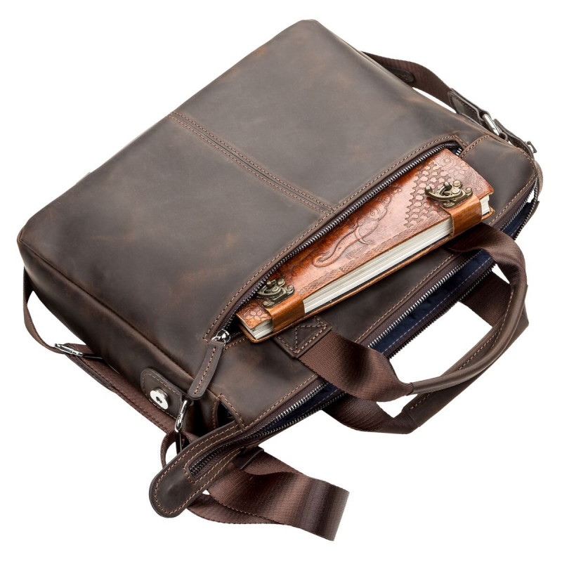 Сумка мужская SHVIGEL кожаная Коричневая