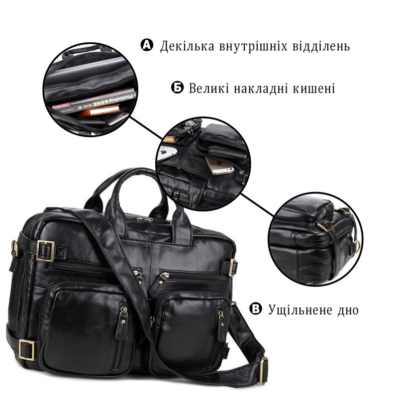 Сумка чоловіча Vintage трансформер Чорна