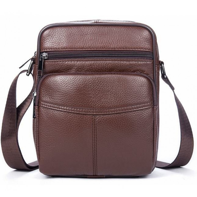 Сумка мужская зернистая Vintage Коричневая