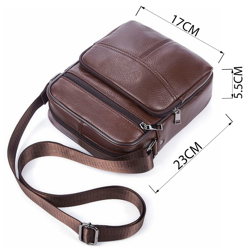 Сумка мужская зернистая Vintage Коричневая