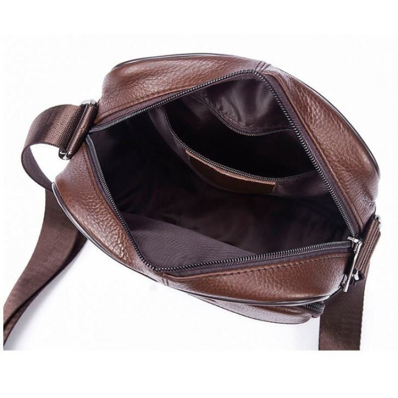 Сумка мужская зернистая Vintage Коричневая