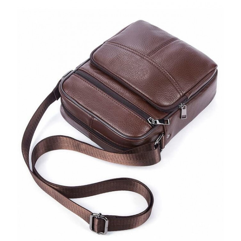 Сумка мужская зернистая Vintage Коричневая