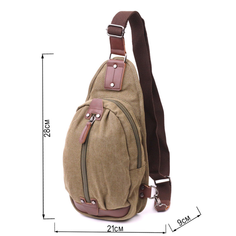 Оригінальна чоловіча сумка через плече з текстилю Vintage Оливкова