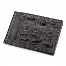 Зажим CROCODILE LEATHER из натуральной кожи крокодила Черный