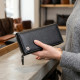Вертикальний гаманець шкіряний жіночий ST Leather Чорний