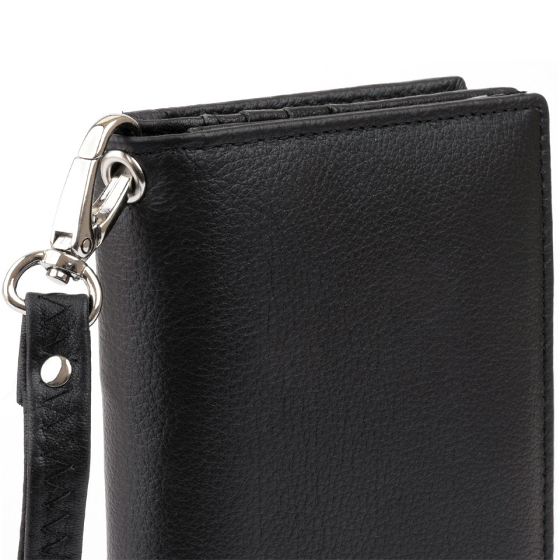 Вертикальный кошелек кожаный женский ST Leather Черный
