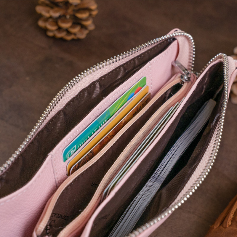 Вместительный клатч на два отделения женский ST Leather Розовый
