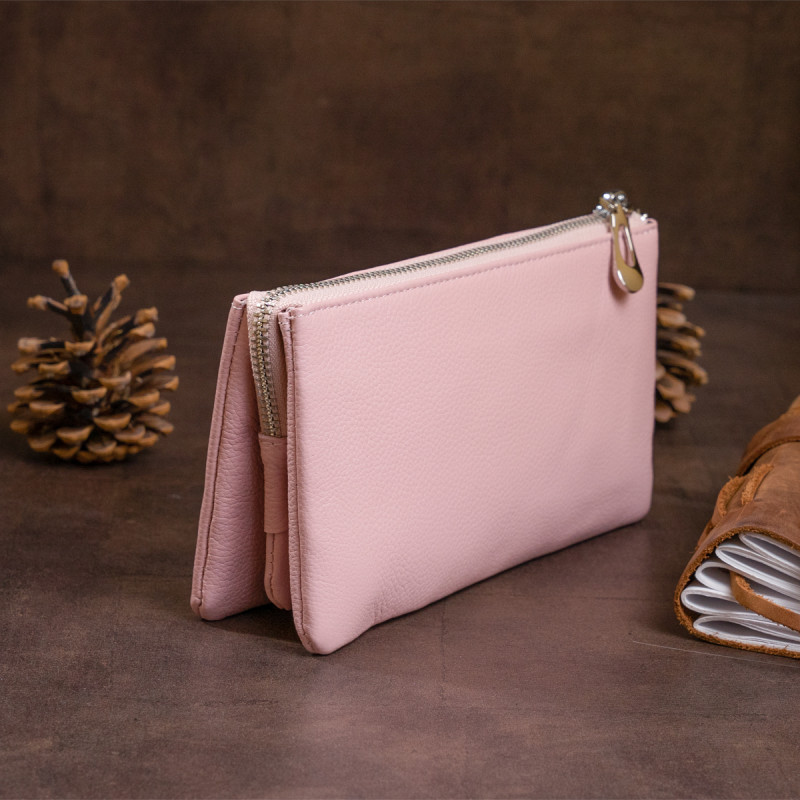 Вместительный клатч на два отделения женский ST Leather Розовый