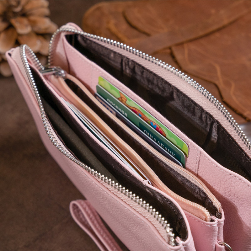Вместительный клатч на два отделения женский ST Leather Розовый