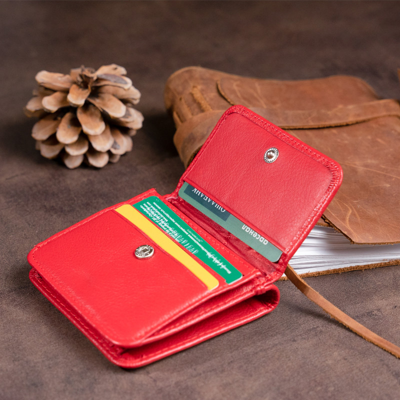 Маленький кошелек на кнопке женский ST Leather Красный