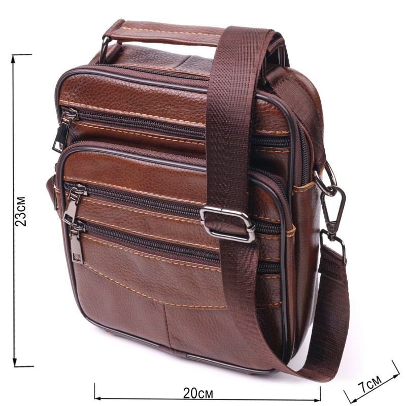 Стильная мужская сумка из натуральной кожи Vintage Коричневая