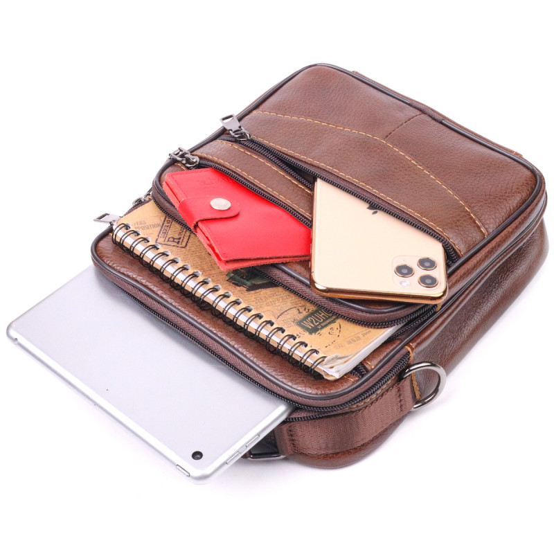 Стильная мужская сумка из натуральной кожи Vintage Коричневая