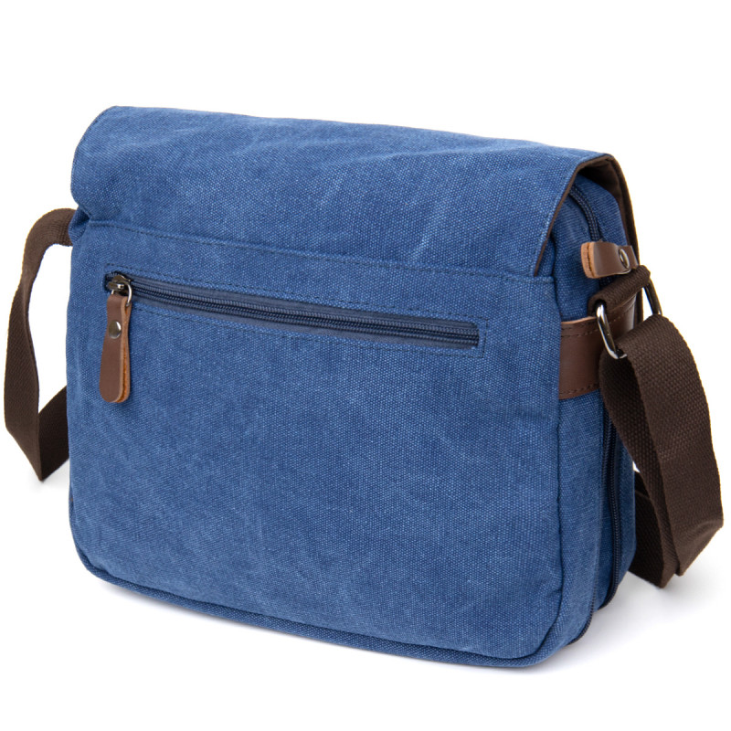 Сумка почтальонка текстильная Vintage Синяя
