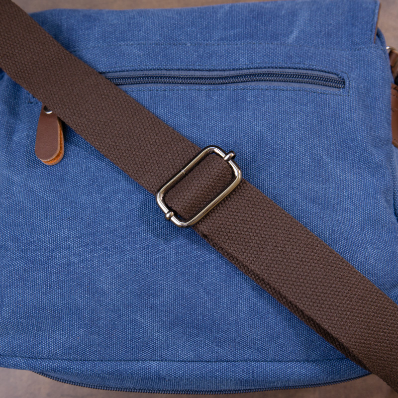 Сумка почтальонка текстильная Vintage Синяя