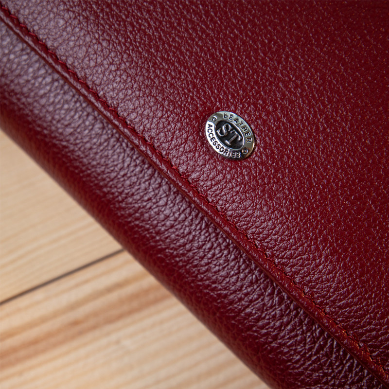 Современный кошелек для женщин ST Leather  Темно-красный