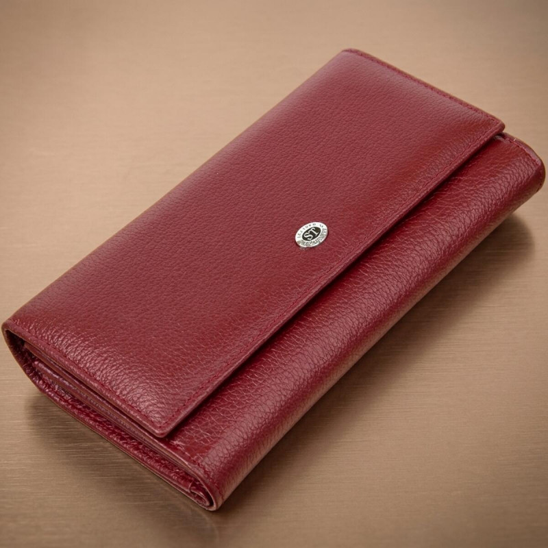 Современный кошелек для женщин ST Leather  Темно-красный