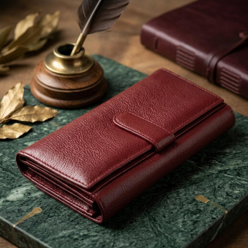 Современный кошелек для женщин ST Leather  Темно-красный