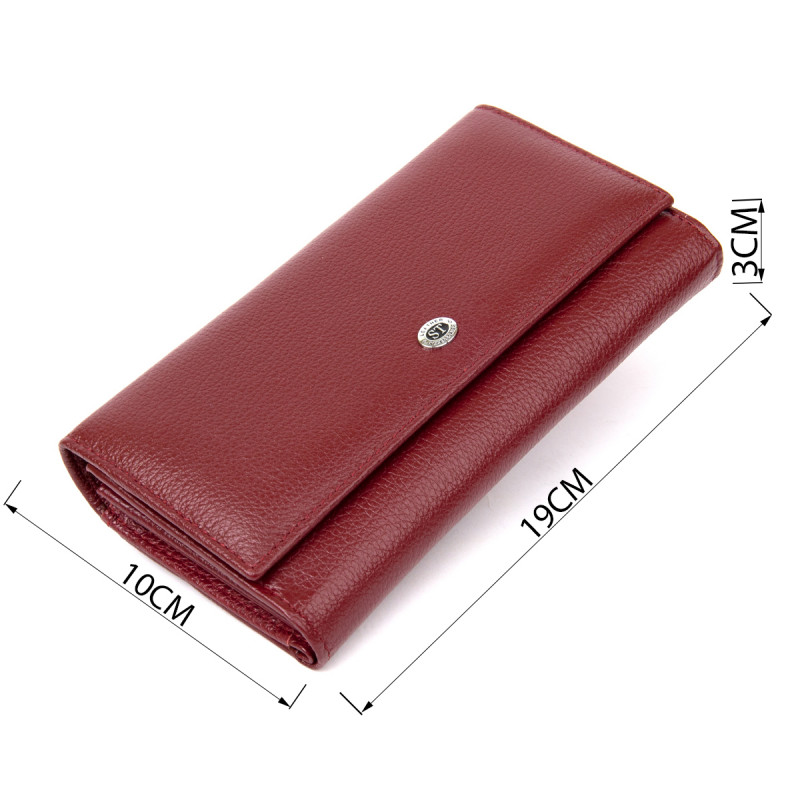 Современный кошелек для женщин ST Leather  Темно-красный