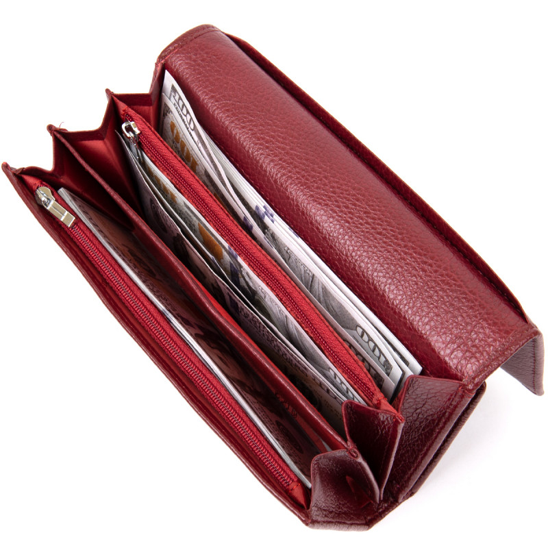 Современный кошелек для женщин ST Leather  Темно-красный
