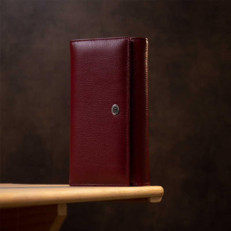 Современный кошелек для женщин ST Leather  Темно-красный