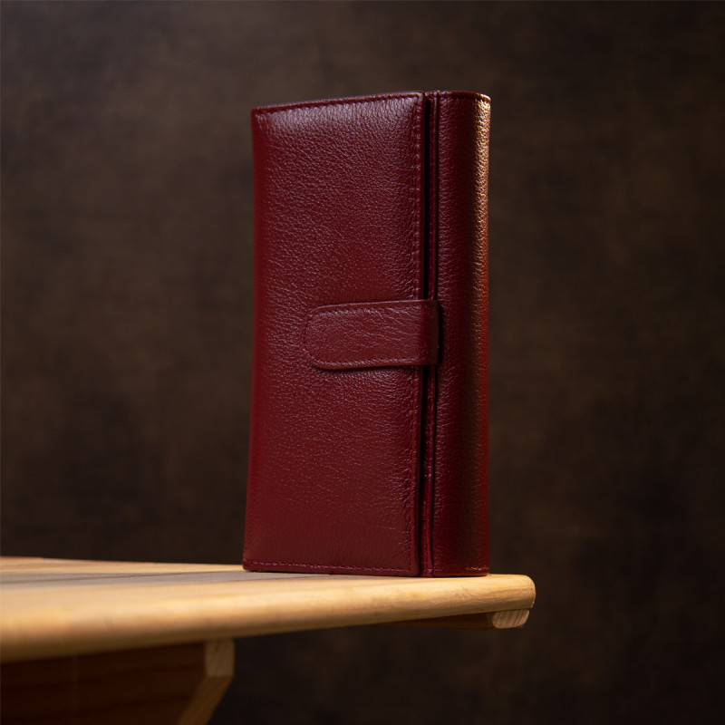 Современный кошелек для женщин ST Leather  Темно-красный