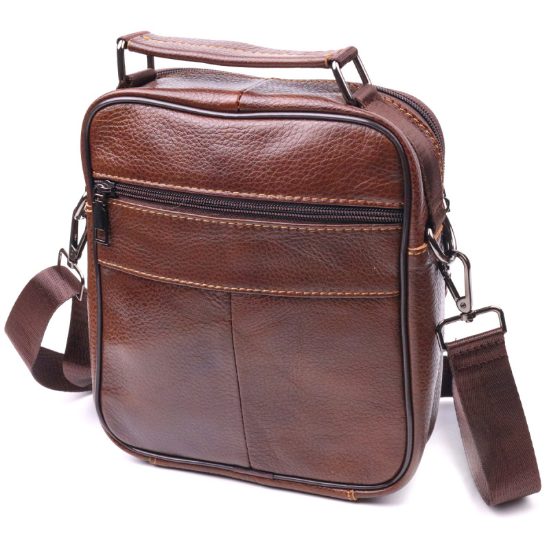 Превосходная мужская сумка из натуральной кожи Vintage Коричневая
