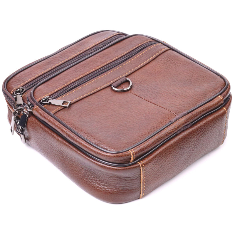 Превосходная мужская сумка из натуральной кожи Vintage Коричневая